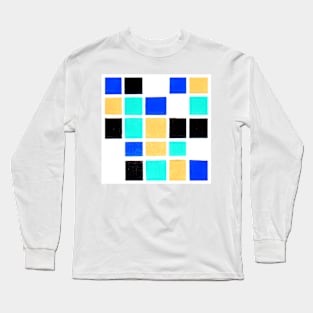 Inverted Blue Black Yellow Geometric Abstract Acrylic Painting II Long Sleeve T-Shirt